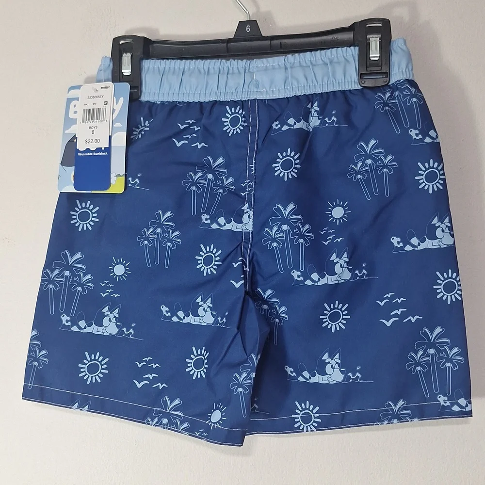 Kids Bluey Cartoon Swim Trunks Shorts Summer - Picture 4 of 6